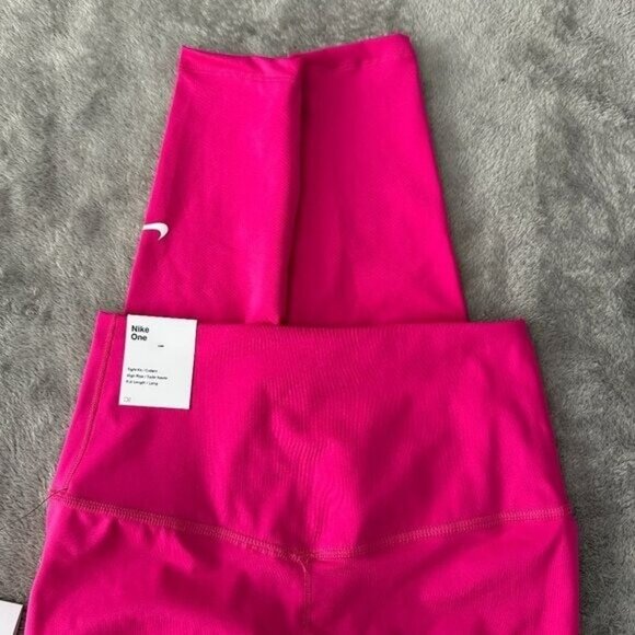 NWT Nike One Dri-Fit Hot Pink Full Length High Rise Leggings Women's SMALL - Picture 4 of 7